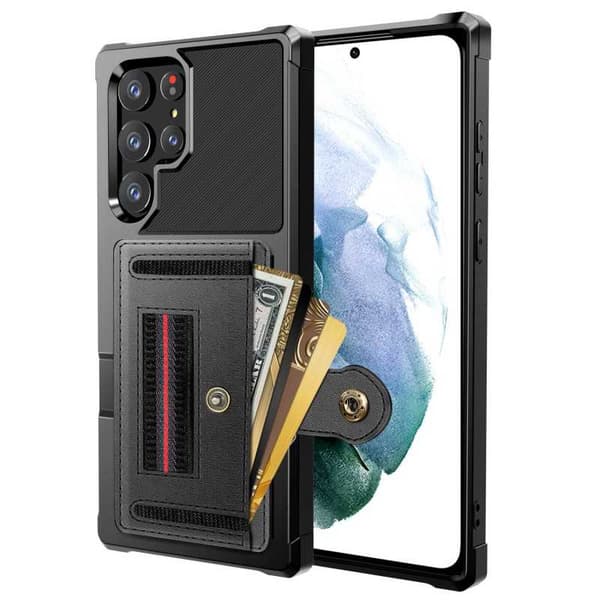 Samsung S22 Ultra Iskunkestävä kansi korttipaikalla Solid V2 Black