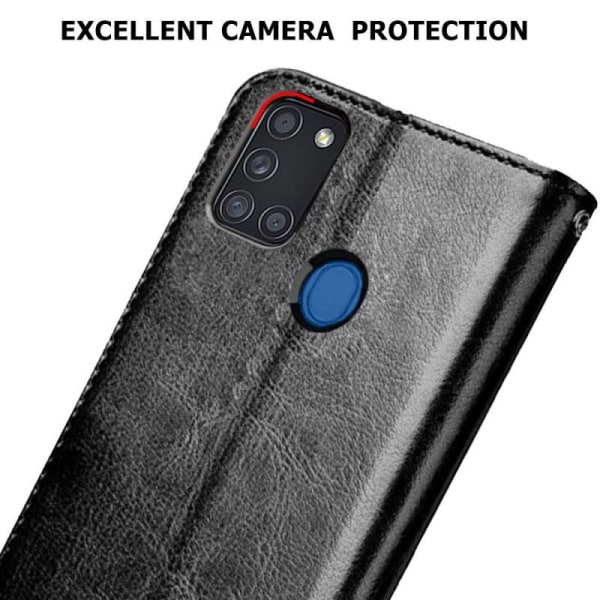 Samsung A21s lompakkokotelo PU-nahkainen 4-TASKUN musta Black