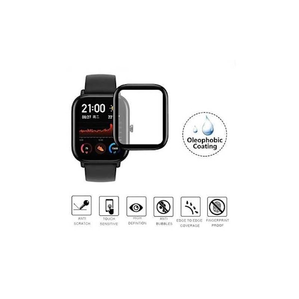 2-PACK Amazfit GTS FullFrame 3D karkaistu lasi 0,26 mm 9H Transparent