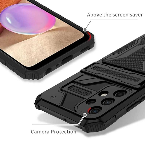 Samsung A32 4G Stöttåligt Skal Kickstand & Kortfack ThinArmor V3 Svart