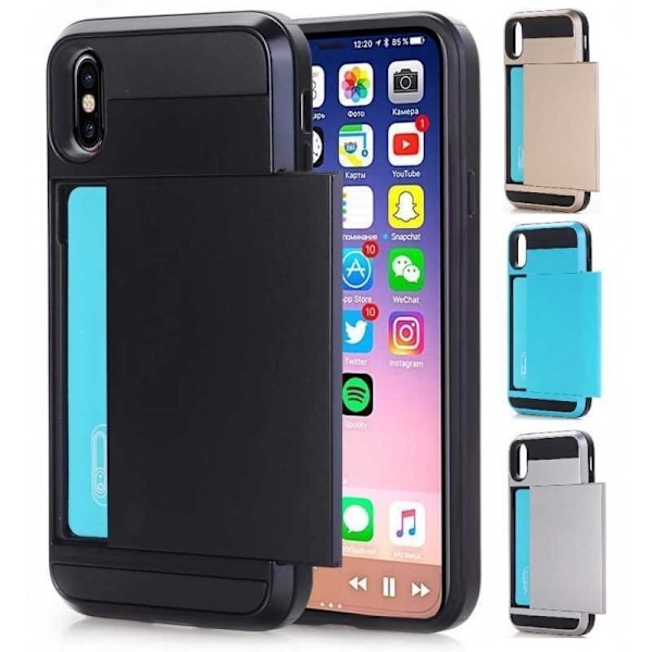 iPhone XS Max stødsikkert cover med kortrum Svart