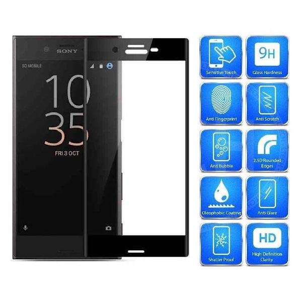 2-PACK XZ1 Compact Tempered Glass 0,26mm 2,5D 9H Fullframe Svart