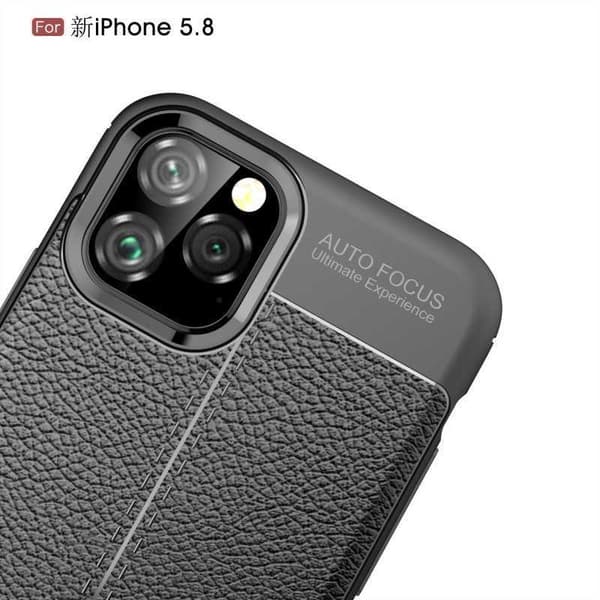 iPhone 11 Pro Max Stöttåligt & Stötdämpande Skal LeatherBack Svart