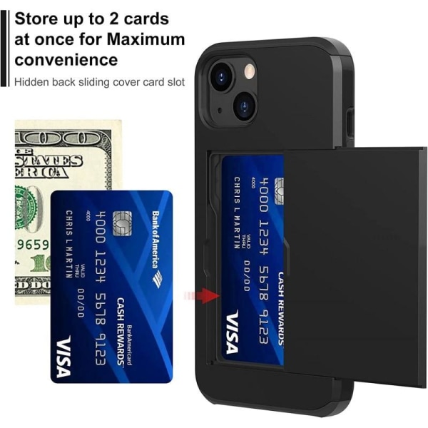 iPhone 13 Mini iskunkestävä kotelo korttipaikalla Black