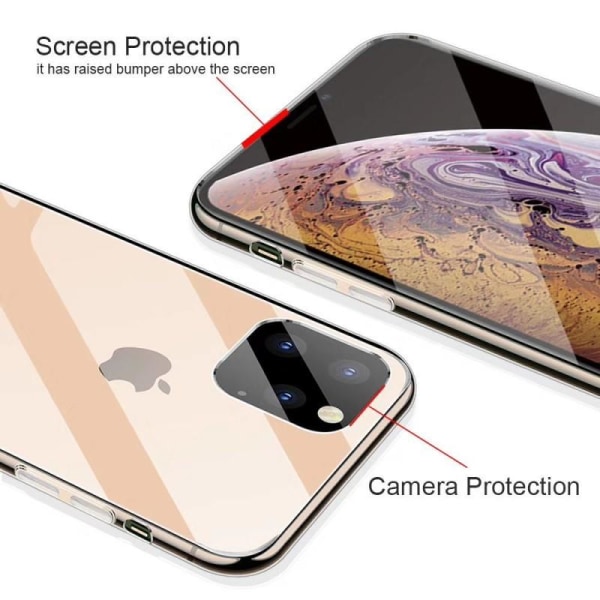 iPhone 12 Pro Max Støtdempende sak 9H herdet glass tilbake Glass Transparent