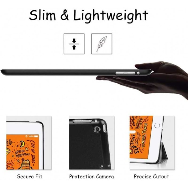 iPad Mini 5 & 4 Stilrent Trifold Fodral V2 Svart