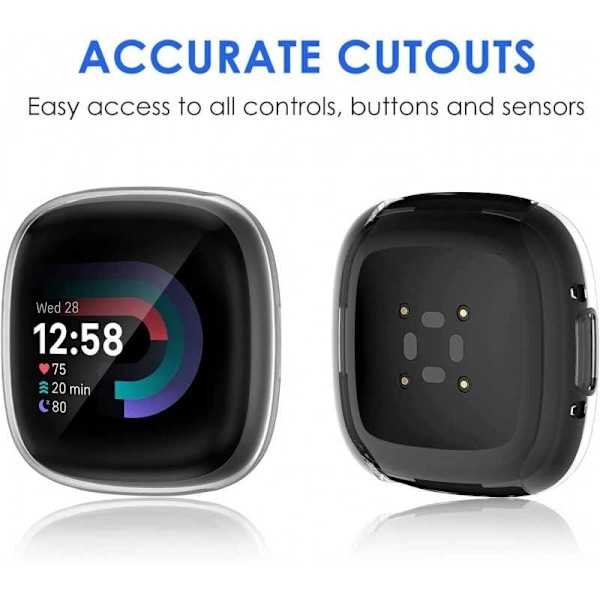 2-PACK Täyskansi Fitbit Sense 2 / Versa 4 Transparent