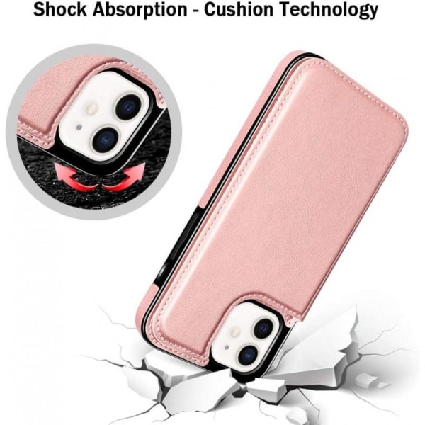iPhone 12 / 12 Pro Shockproof Cover Kortholder 3-SLOT Flippr Rosenguld