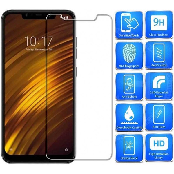 2-PACK Pocophone F1 Hærdet glas 0,26 mm 2,5D 9H Transparent