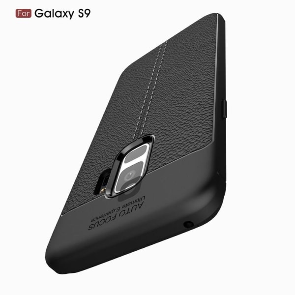 Samsung S9 Stöttåligt & Stötdämpande Skal LeatherBack Svart