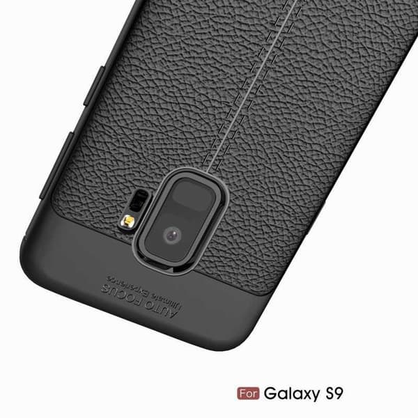S9 Plus Stöttåligt & Stötdämpande Skal LeatherBack Svart