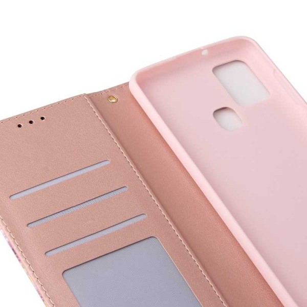 Samsung A21s Trendikäs lompakkokotelo Sparkle 4-FACK Pink