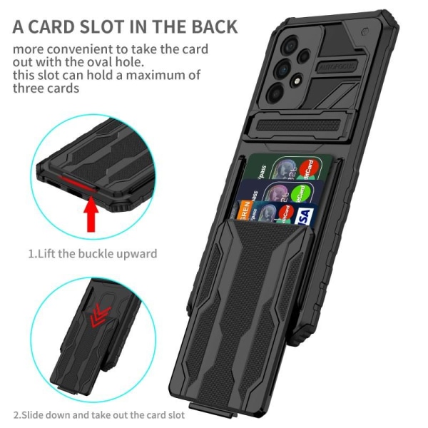 Samsung A72 4G / 5G Stöttåligt Skal Kickstand & Kortfack ThinArmor V3 Svart