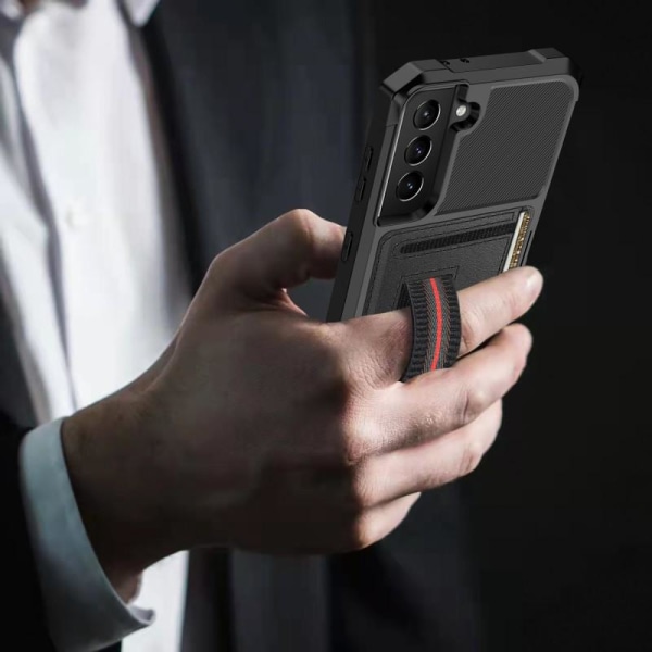 Samsung S22 Exclusive Shockproof veske med Solid V5-kortspor Black