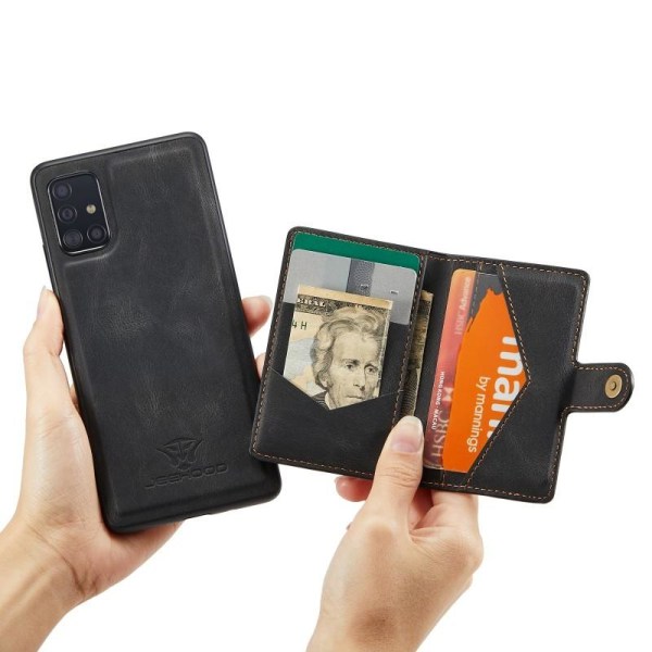 Samsung A71 Iskunkestävä kotelo magneettisella korttitelineellä Black
