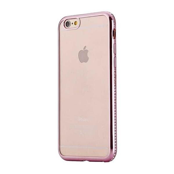iPhone 8 Plus iskuja vaimentava kumipäällyste strassikivillä Rosenguld