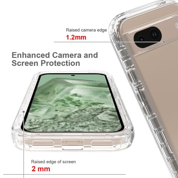 Google Pixel 8a Heltäckande Premium 3D Skal 3in1 ThreeSixty Clear