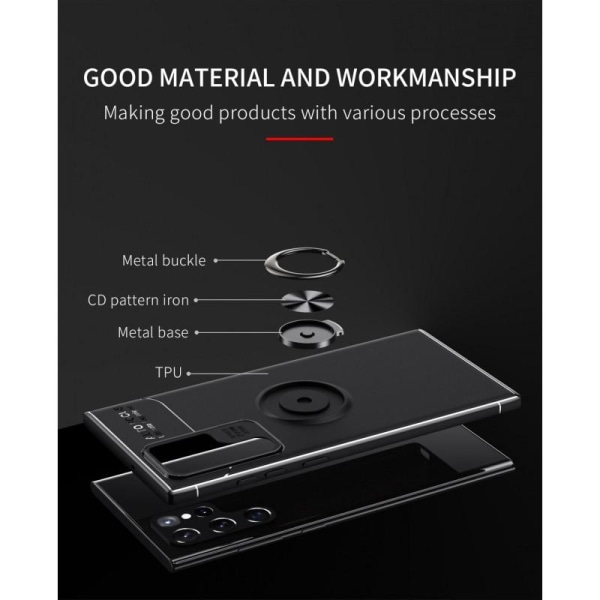 Samsung S22 Ultra Praktisk støtsikker veske med ringholder V3 Black