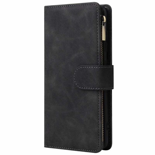 Samsung A33 5G Multifunktionellt Plånboksfodral Zipper 8-Fack Svart