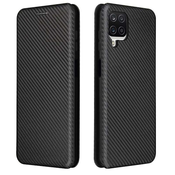 Samsung A12 Flip Case Cardrum CarbonDreams Black
