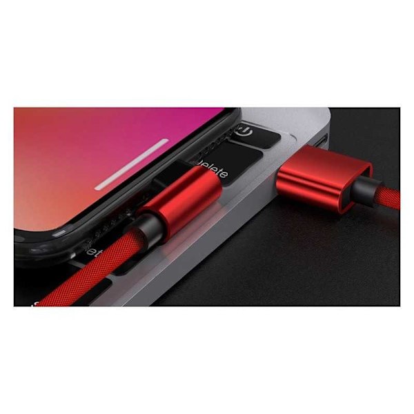 3m holdbart flettet metallisk lynkabel Quick Charge 3.0 Svart
