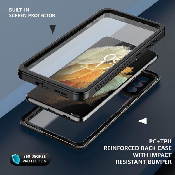 Samsung S21 FE Heltäckande Vattentät Premium Skal - 2m Transparent