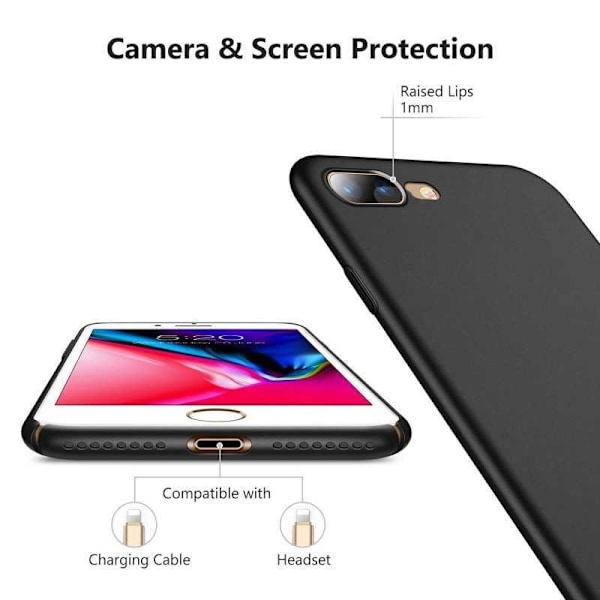 iPhone 8 Plus Ultratunt Mattsvart Skal Basic V2 Svart