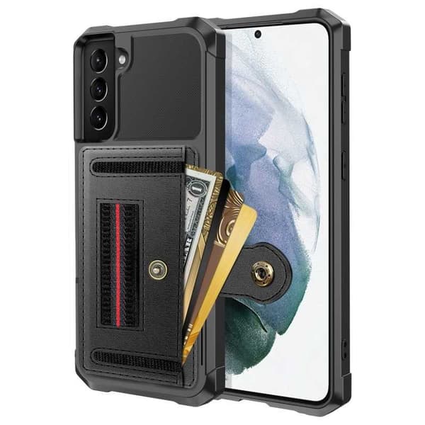 Samsung S22 Iskunkestävä kansi korttipaikalla Solid V5 Black