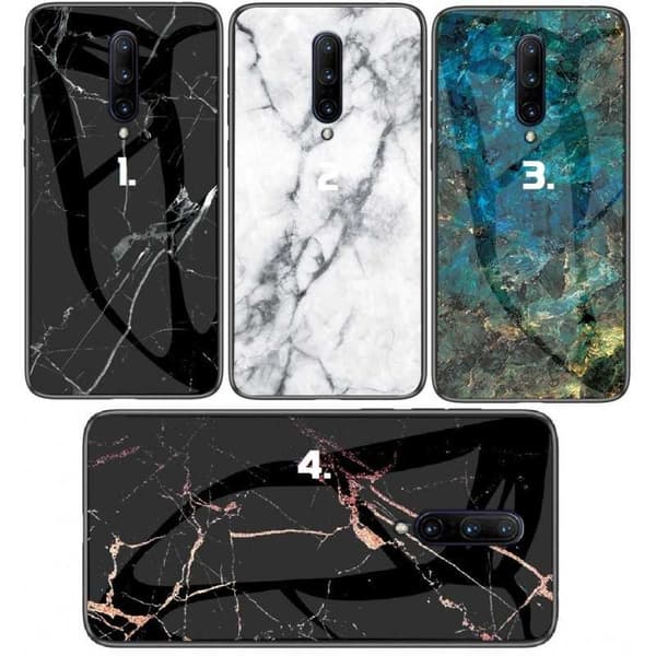 OnePlus 7 Pro Marble Shell 9H karkaistu lasitausta Glassback V2 Black Variant 2