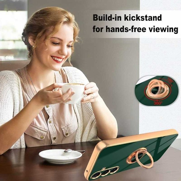 Samsung S25 Elegant & Stöttåligt Skal med Ringhållare Flawless - Mörkgrön