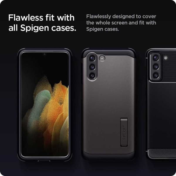 2-PACK Samsung S21 Plus Härdat Glas Installationsram Spigen EZ Fit Transparent