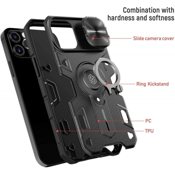 iPhone 15 Pro Stöttåligt Skal med Ringhållare Nillkin