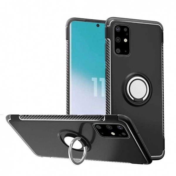 Samsung Galaxy S20 Plus Praktisk stødsikkert cover med ringholder V2 Black