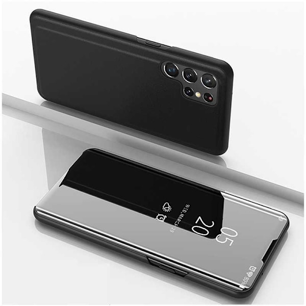 Samsung S23 Ultra Smart Flipfodral Clear View Standing V2 Rocket Svart