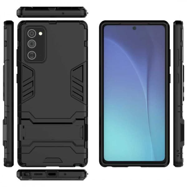 Samsung Note 20 iskunkestävä kotelo jalustalla ThinArmor Black