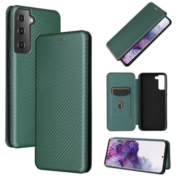 Samsung S21 Flip-etui kortspor CarbonDreams Grønn Green