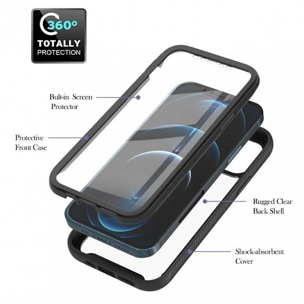 iPhone 15 Full Coverage Premium 3D Case 3in1 ThreeSixty Transparent