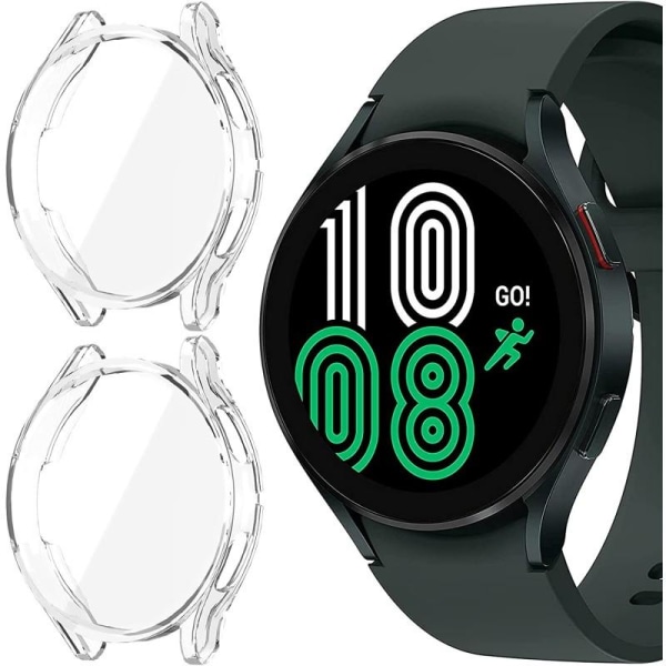 2-PACK Fulddækkende Galaxy Watch 4 44mm Ultra Thin TPU Shell Liquid Transparent