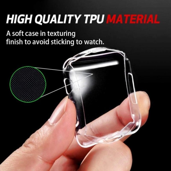2-PAKK Hel dekning Ultratynn TPU-sag Apple Watch 44mm Liquid Transparent