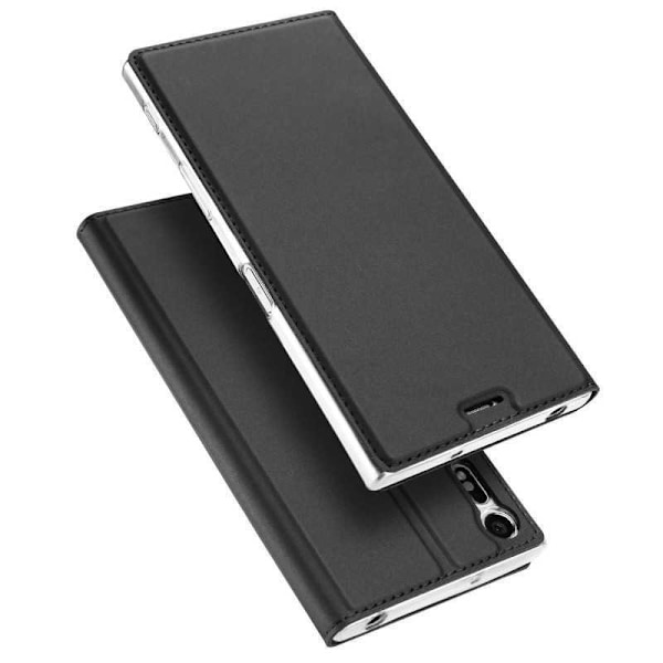 Xperia L1 Flip Case Skin Pro korttilokerolla Svart