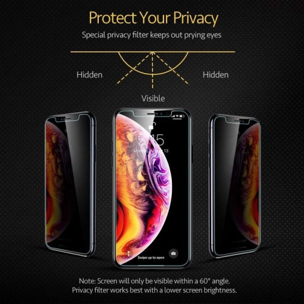 2-PACK iPhone 12 Privacy Karkaistu lasi 0,26mm 2,5D 9H Transparent