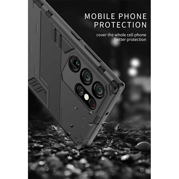 Samsung S24 Ultra stødsikkert cover med Kickstand ThinArmor V2 - Sort