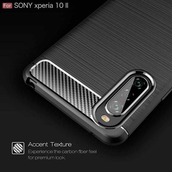 Xperia 10 II -iskunkestävä SlimCarbon-suojus (XQ-AU52) Black