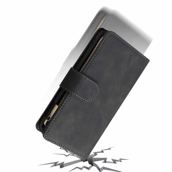 Samsung S10e Multifunktionellt Plånboksfodral Zipper 8-Fack Svart