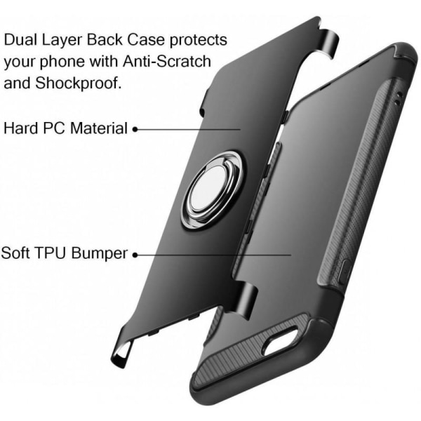 iPhone 6S Plus Praktisk Stöttåligt Skal med Ringhållare V2 Svart