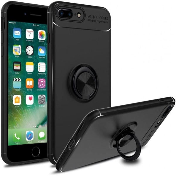 iPhone 8 Plus Käytännöllinen iskunkestävä kotelo sormustelineell Black