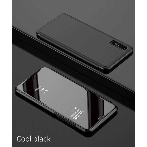 Huawei P20 Pro Smart Flip Case Clear View Standing V2 Rocket Svart