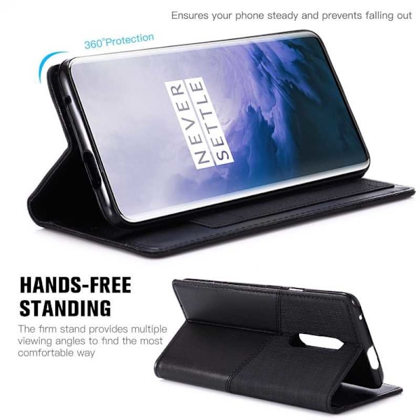 OnePlus 7 Pro Elegant Case PU-nahkaa ja RFID-esto Black