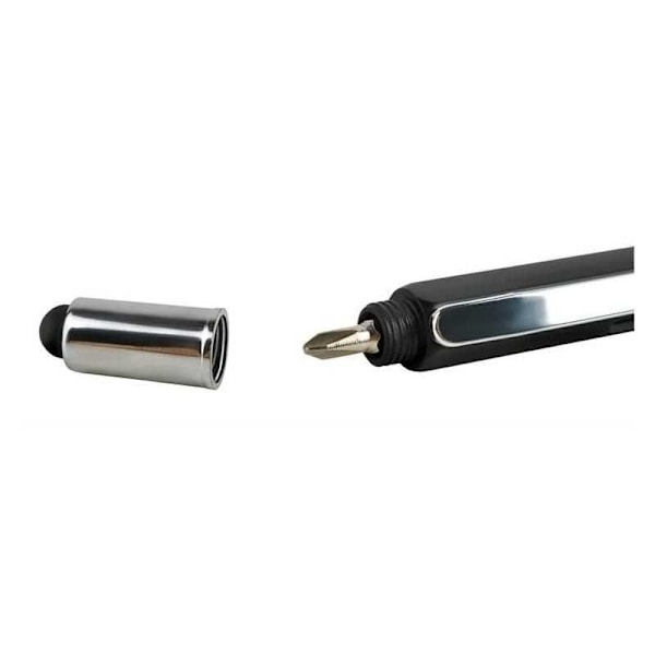 2-PACK 6in1 Kulspets Pekskärm Stylus Linjal Vattenpass Phillips skruvmejsel Svart
