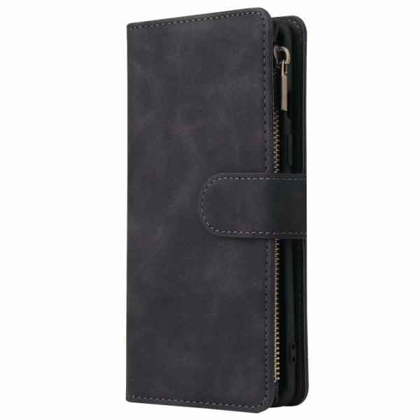 OnePlus 8 -monitoiminen lompakkokotelo, 8-taskuinen vetoketju Black